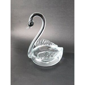 Vintage Belfor Bohemia Swan Crystal Dish Long Neck